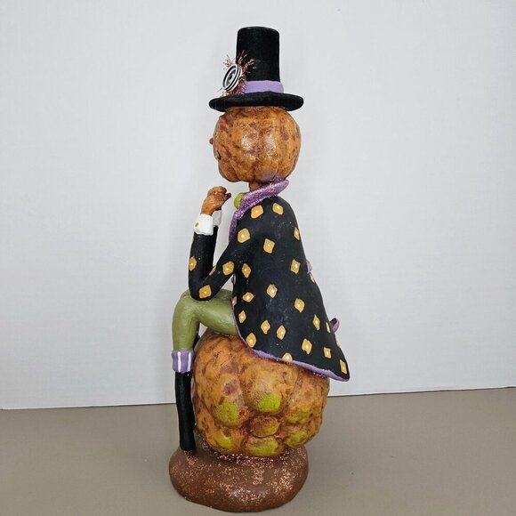 CJF Design Pumpkin Man Figure Halloween Folk Art Whimsical 12.5" Primitive Decor - Picture 5 of 8